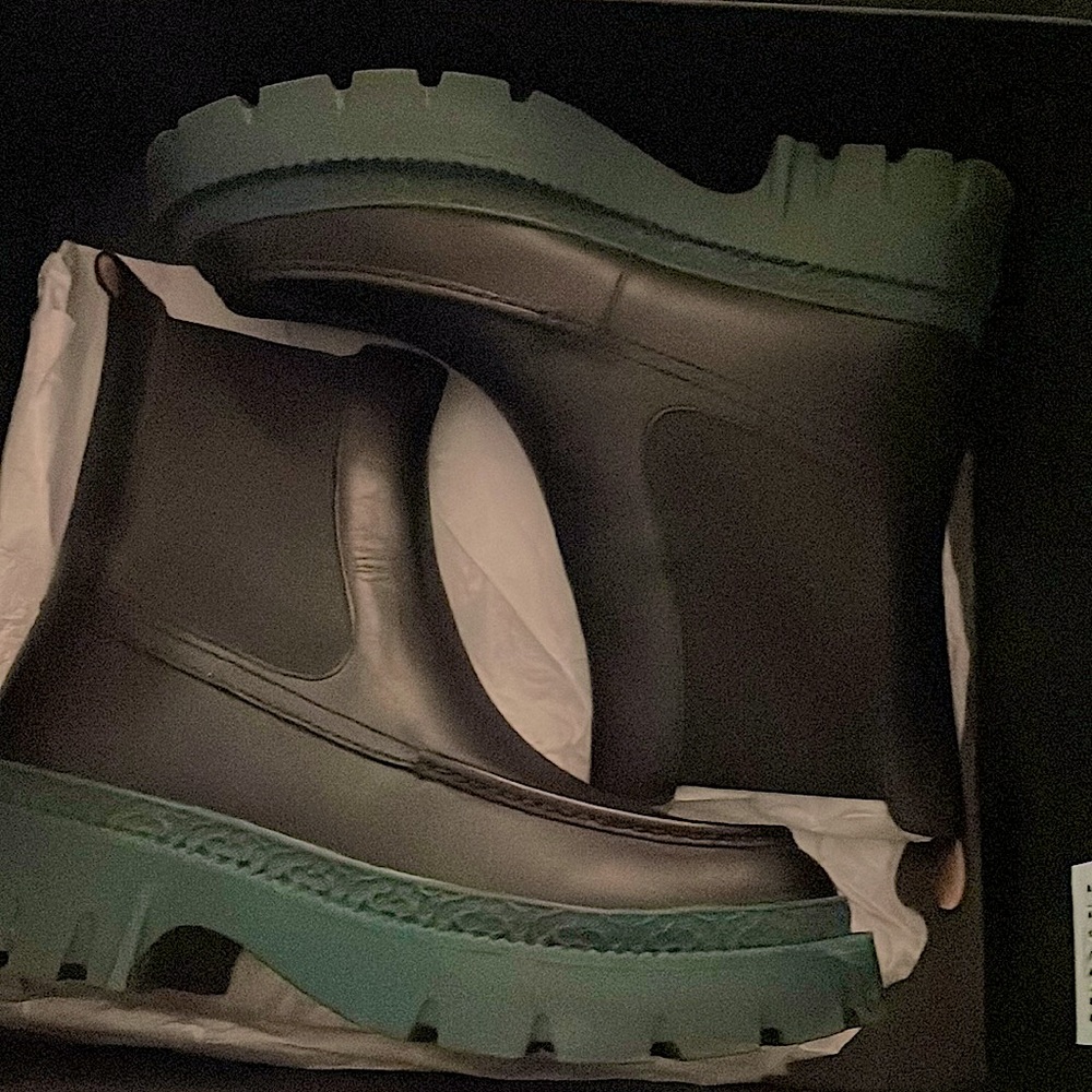 Coach Joey Leather Bootie Black Leather with Green Rubber Sole